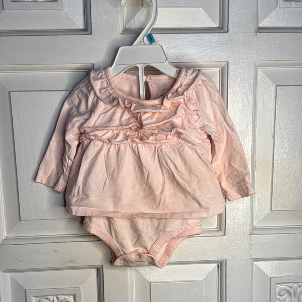 Adorable Pink Baby Onesie with Ruffles Size 3-6 Months